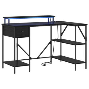 vidaXL Stol s ladicama Crni hrast 120 x 79 x 86,5 cm Konstruirano drvo