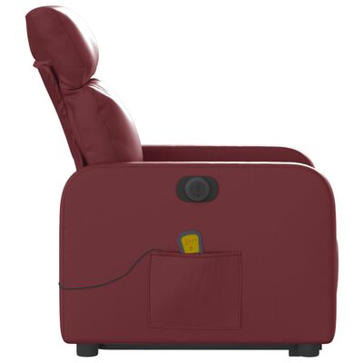 vidaXL Električni masažni naslonjač na podizanje crvena boja vina
