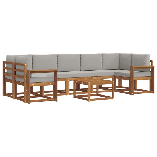 vidaXL Set vanjskih sofa s jastukom 8 pcs Prirodna i svijetlo siva
