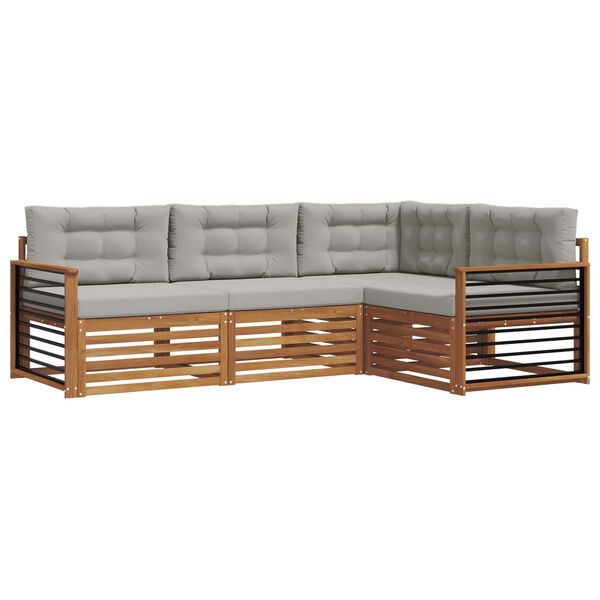 vidaXL Set vanjskih sofa s jastukom 4 pcs Prirodna i svijetlo siva