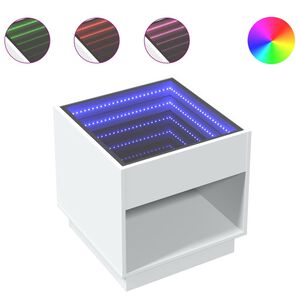 vidaXL Stolić za kavu s beskonačnim LED svjetlima bijeli 50x50x50 cm