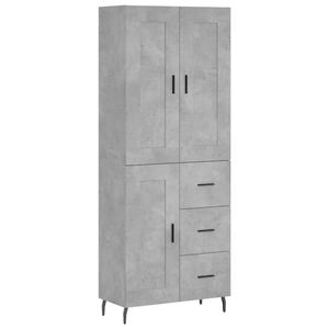 vidaXL Visoka komoda siva betona 69,5x34x180 cm od konstruiranog drva