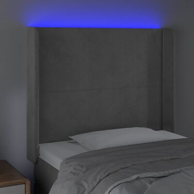 vidaXL LED uzglavlje svjetlosivo 93 x 16 x 118/128 cm baršunasto