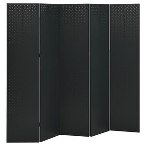 vidaXL Sobna pregrada s 5 panela crna 200 x 180 cm čelična