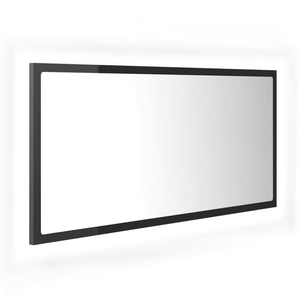 vidaXL LED kupaonsko ogledalo visoki sjaj sivo 90x8,5x37 cm akrilno
