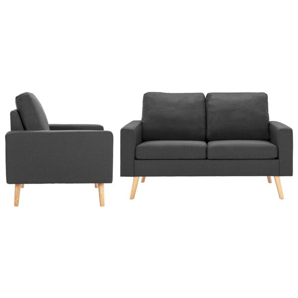 vidaXL 2-dijelni set sofa od tkanine tamnosivi