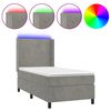 vidaXL Krevet box spring s madracem LED svjetlosivi 90x200 cm bar&scaron;un