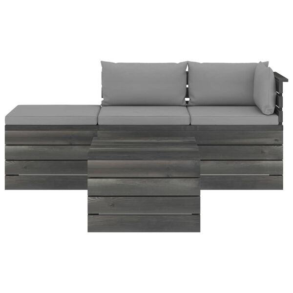 vidaXL 4-dijelna vrtna garnitura od paleta od borovine s jastucima