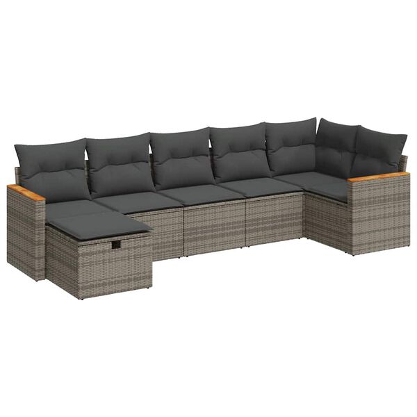 vidaXL 7-dijelni set vrtnih sofa sivi od poliratana