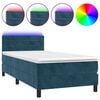 vidaXL Krevet box spring s madracem LED tamnoplavi 100x200 cm bar&scaron;un