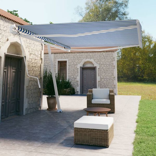 vidaXL Samostojeća automatska tenda 500 x 350 cm plavo-bijela