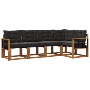 vidaXL Set vanjskih sofa s jastukom 5 pcs Prirodna i crna