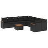 vidaXL 11-dijelni set vrtnih sofa od poliratana s jastucima crni