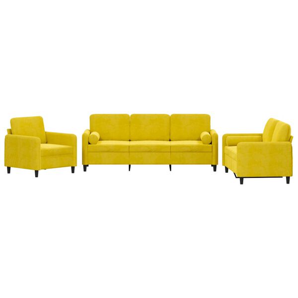 vidaXL 3-dijelni set sofa s jastucima žuti bar&scaron;unasti