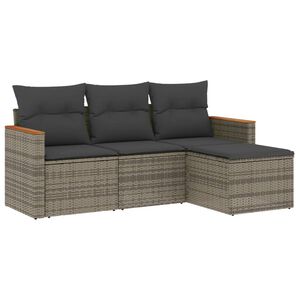 vidaXL 4-dijelni set vrtnih sofa od poliratana s jastucima sivi