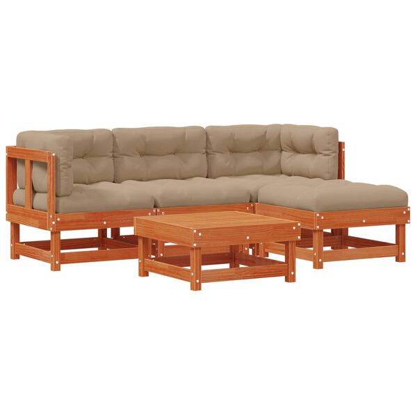 vidaXL Set lounge namje&scaron;taja za vrt 15 pcs Vosak Smeđa