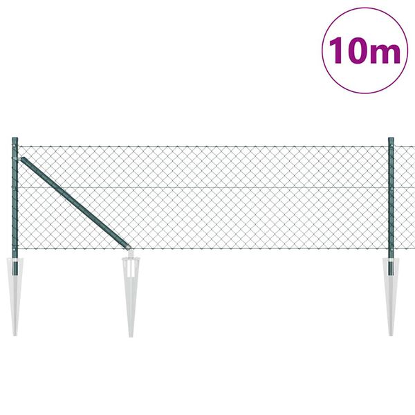vidaXL Stup za ogradu Zelena 10 x 0,4 m (mreža 60 x 60 mm) Čelik i PVC