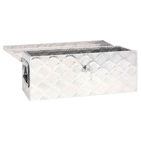 vidaXL Kutija za pohranu srebrna 60 x 23,5 x 23 cm aluminijska