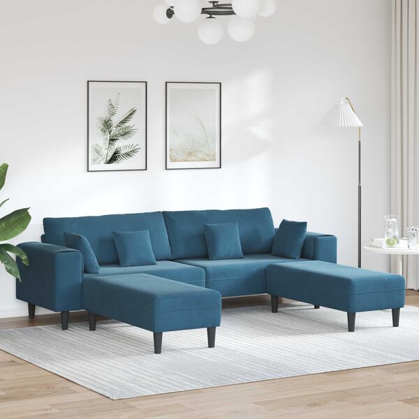 vidaXL Sofa 3 pcs Plava 250 x 188 x 76 cm Bar&scaron;un