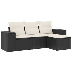 vidaXL 4-dijelni set vrtnih sofa od poliratana s jastucima crni