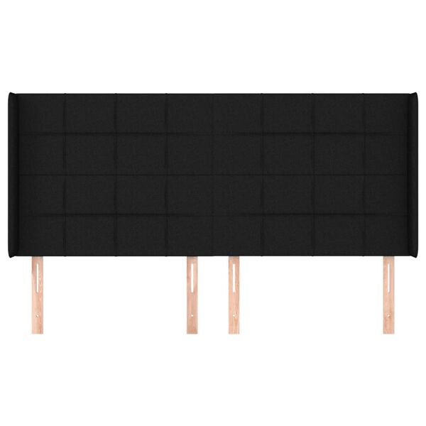 vidaXL Uzglavlje s u&scaron;ima crno 163x16x118/128 cm od tkanine