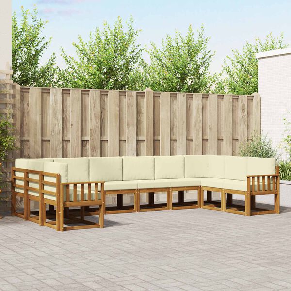 vidaXL Set vanjskih sofa s jastukom 10 pcs Prirodna i krem