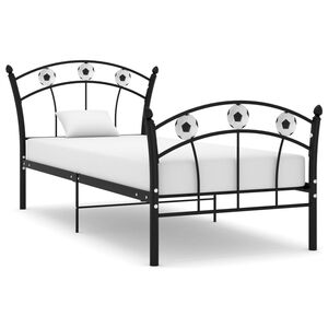 vidaXL Okvir za krevet s nogometnim uzorkom crni metalni 90 x 200 cm