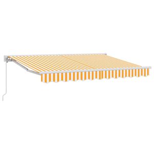 vidaXL Skrovita tenda Žuta i bijela 250 x 200 cm Aluminij i Tkanina