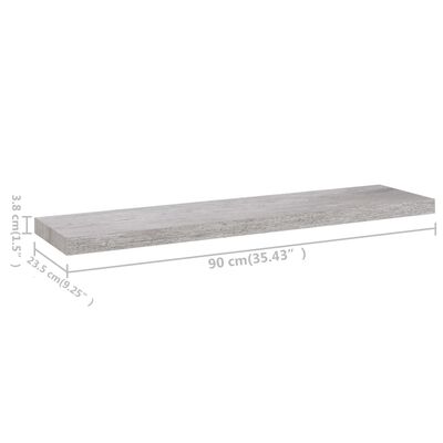 vidaXL Plutajuće zidne police 2 kom boja betona 90x23,5x3,8 cm MDF