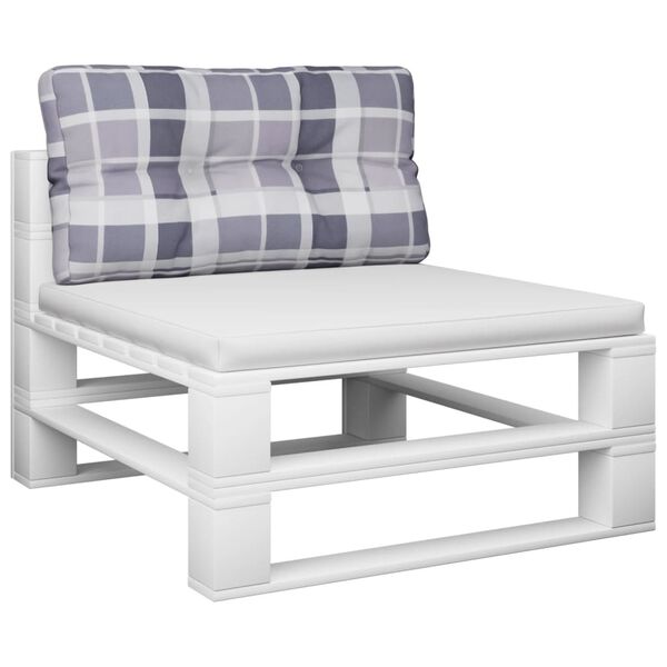 vidaXL Jastuk za palete sivi karirani 70 x 40 x 12 cm od tkanine
