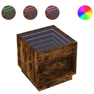 vidaXL Noćni ormarić s beskonačnim LED boja hrasta 50x50x50 cm