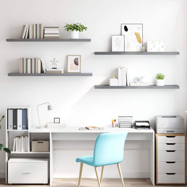 vidaXL Plutajuće zidne police 4 kom sive 120 x 23,5 x 3,8 cm MDF