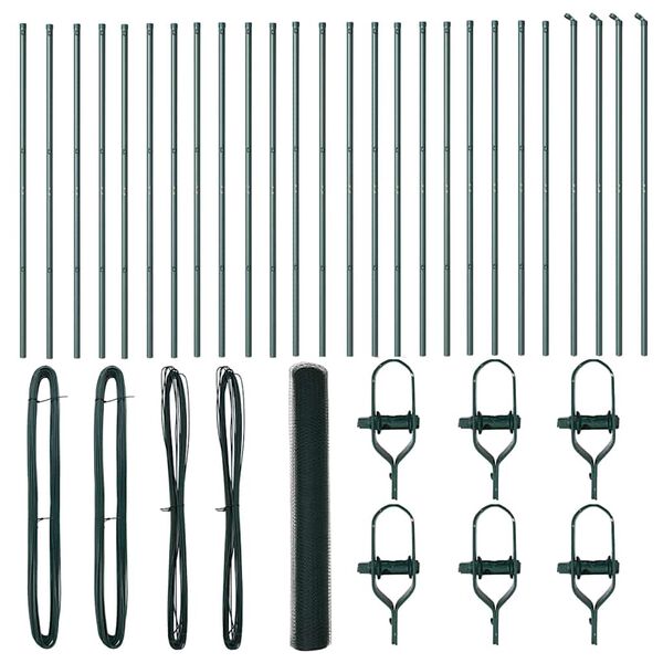 vidaXL Stup za ogradu Zelena 50 x 1,4 m (mreža 25 mm) Čelik i PVC