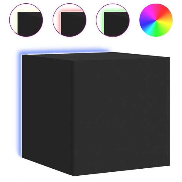 vidaXL Zidni TV ormarić s LED svjetlima crni 30,5 x 35 x 30 cm