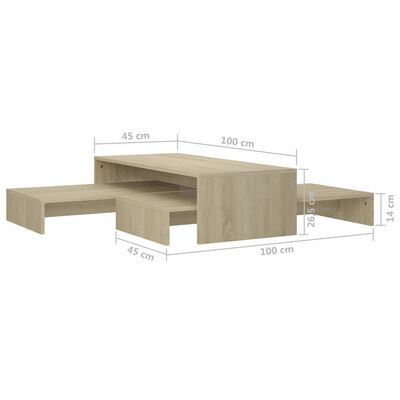 vidaXL Set uklapajućih stolića boj hrasta 100 x 100 x 26,5 cm iverica