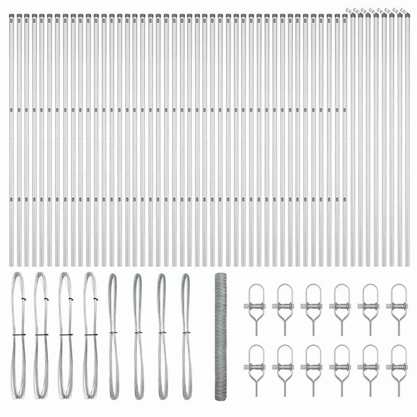 vidaXL Stup za ogradu Srebrno 100 x 1,5 m (mreza 50 mm) Čelik