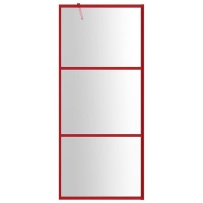 vidaXL Stijenka za walk-in tuš sa staklom ESG crvena 80 x 195 cm