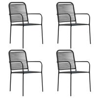 vidaXL Vrtne stolice 4 kom od pamučnog užeta i čelika crne