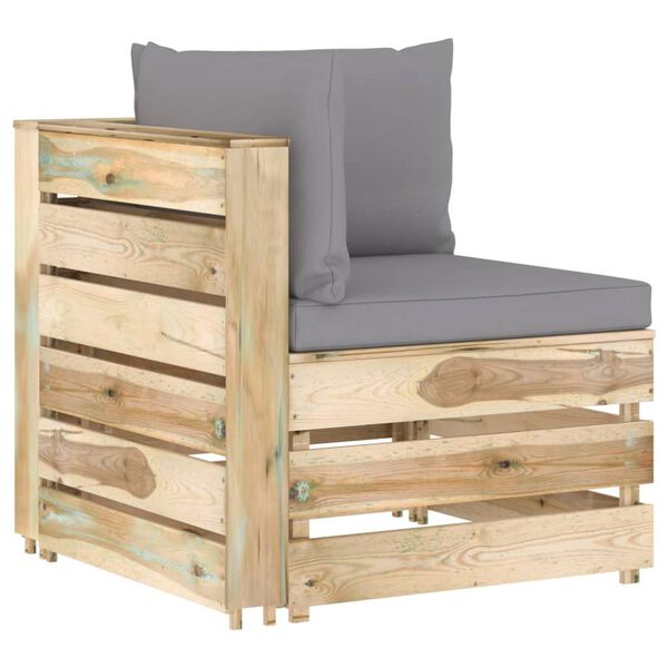 vidaXL 8-dijelna vrtna garnitura s jastucima zeleno impregnirano drvo