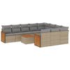 vidaXL 11-dijelni set vrtnih sofa od poliratana s jastucima bež