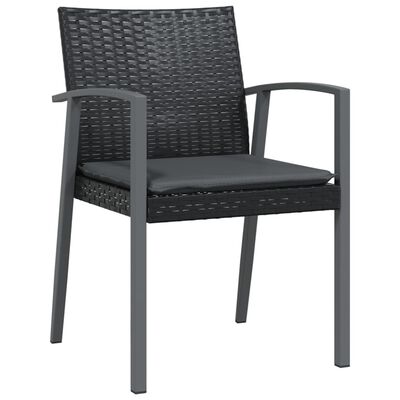 vidaXL Vrtne stolice s jastucima 6 kom crne 56,5x57x83 cm poliratan