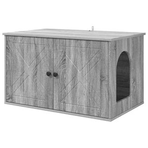 vidaXL Mačja Kuća Siva Sonoma 85 x 55 x 50,5 cm Konstruirano drvo