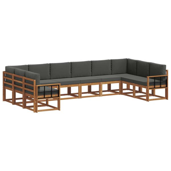 vidaXL Set vanjskih sofa s jastukom 10 pcs Prirodna i antracit