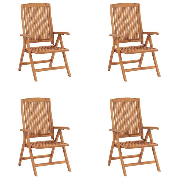 vidaXL Nagibne vrtne stolice s jastucima 4 kom od masivne tikovine