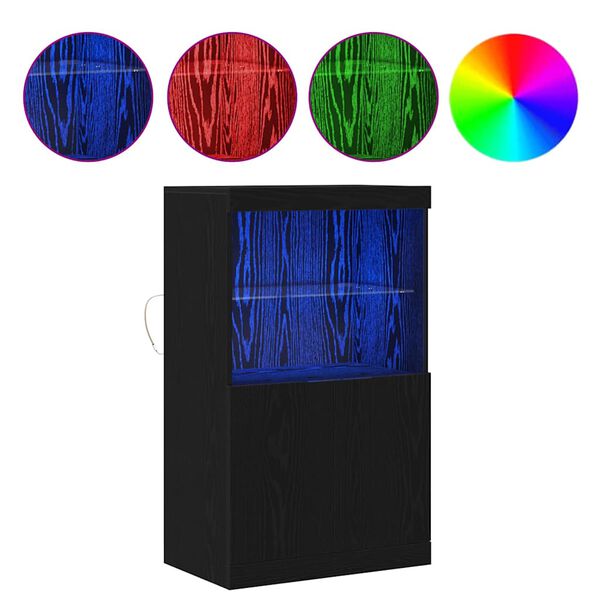 vidaXL Kreveta S LED lampica Crna 60 x 37 x 100 cm Konstruirano drvo