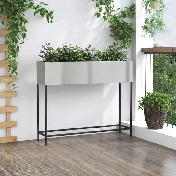 vidaXL Povi&scaron;eni Vrtni Planter Srebrno 100 x 26 x 82 cm Cinkani čelik