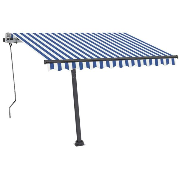 vidaXL Tenda na ručno uvlačenje LED 350 x 250 cm plavo-bijela