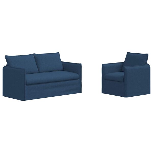 vidaXL Sofa 2 pcs Plava 196 x 82 x 85 cm tkanina