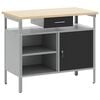 vidaXL Radni stol s ladicama s policom Crna i Siva 100 x 55 x 85 cm
