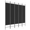 vidaXL Sobna pregrada s 5 panela crna 200 x 200 cm od tkanine